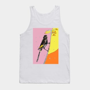 Australian Honeyeater Bird Painting - New Holland on Yellow and Pink Tank Top